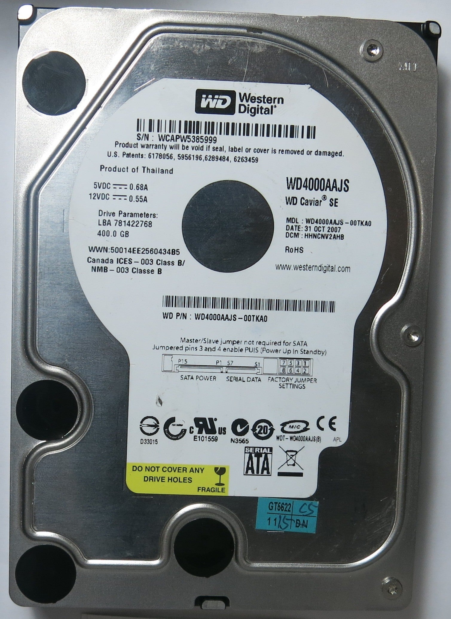 WD4000AAJS-00TKA0 DCM HHNCNV2AHB
