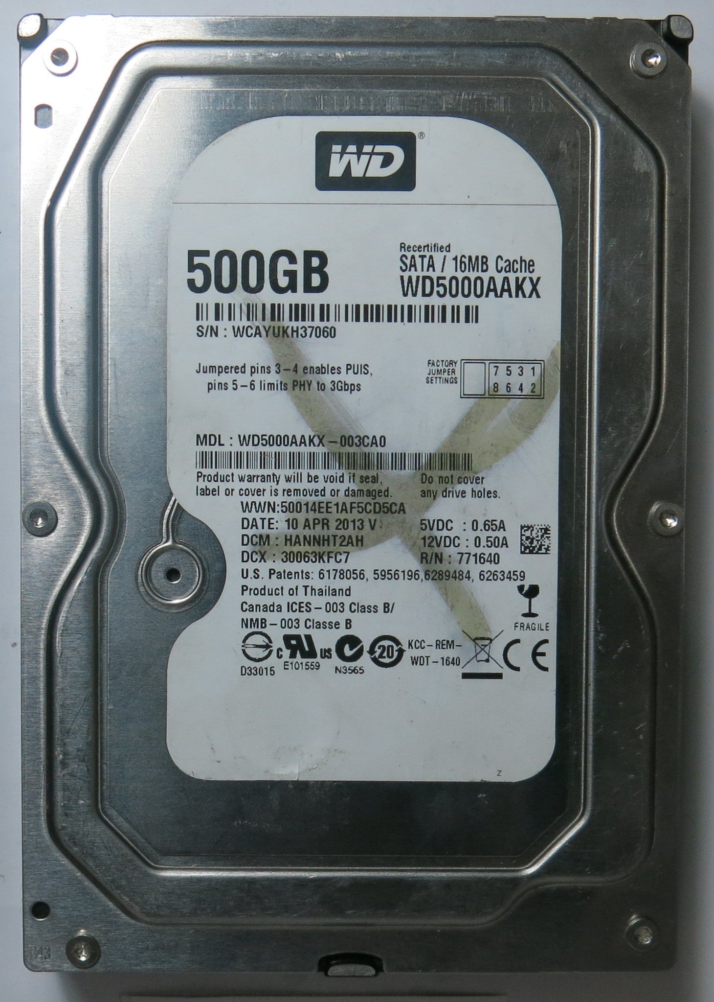 WD5000AAKX-003CA0 DCM HANNHT2AH
