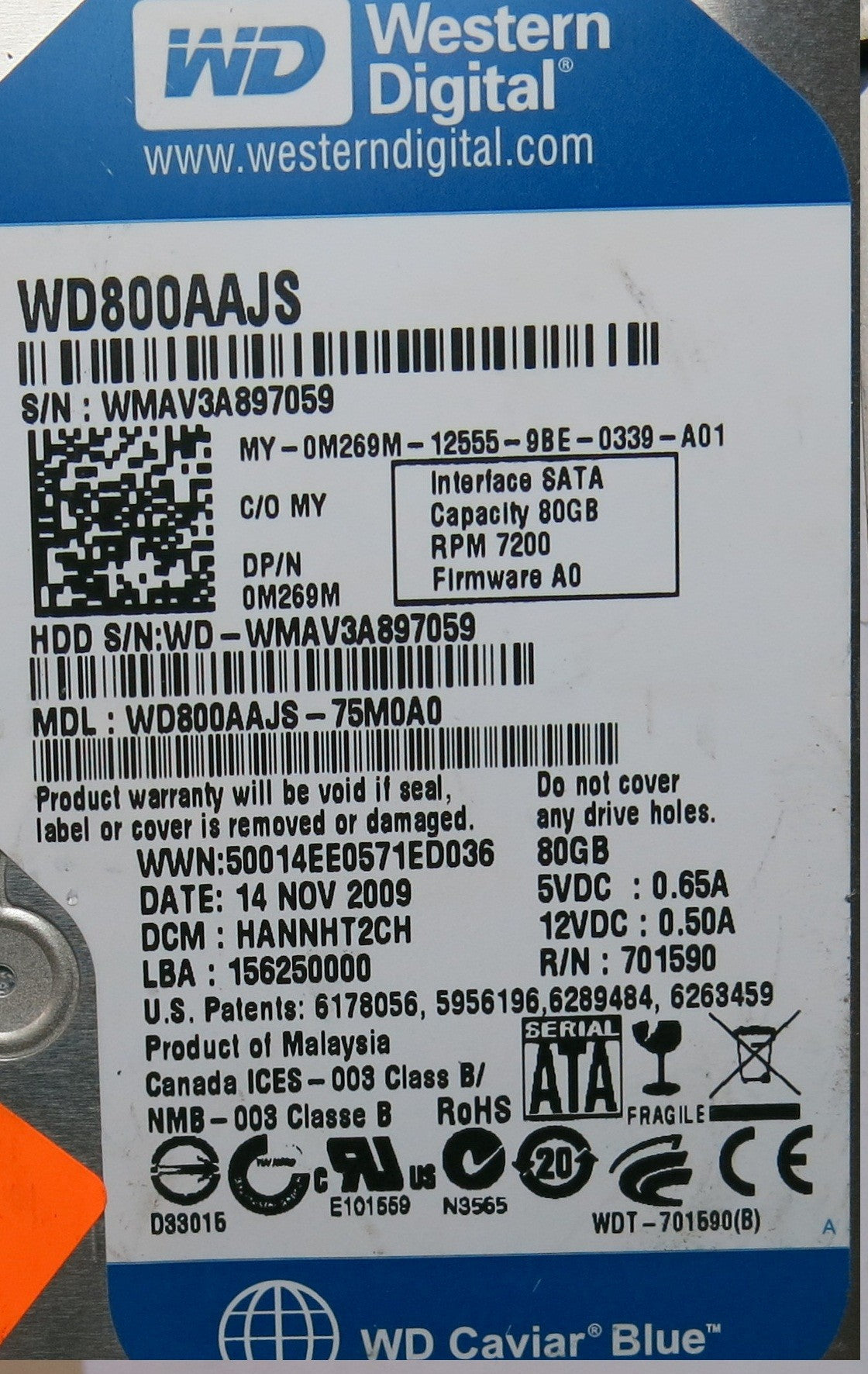 WD800AAJS-75M0A0  2060-701590-001 REV A  PCB