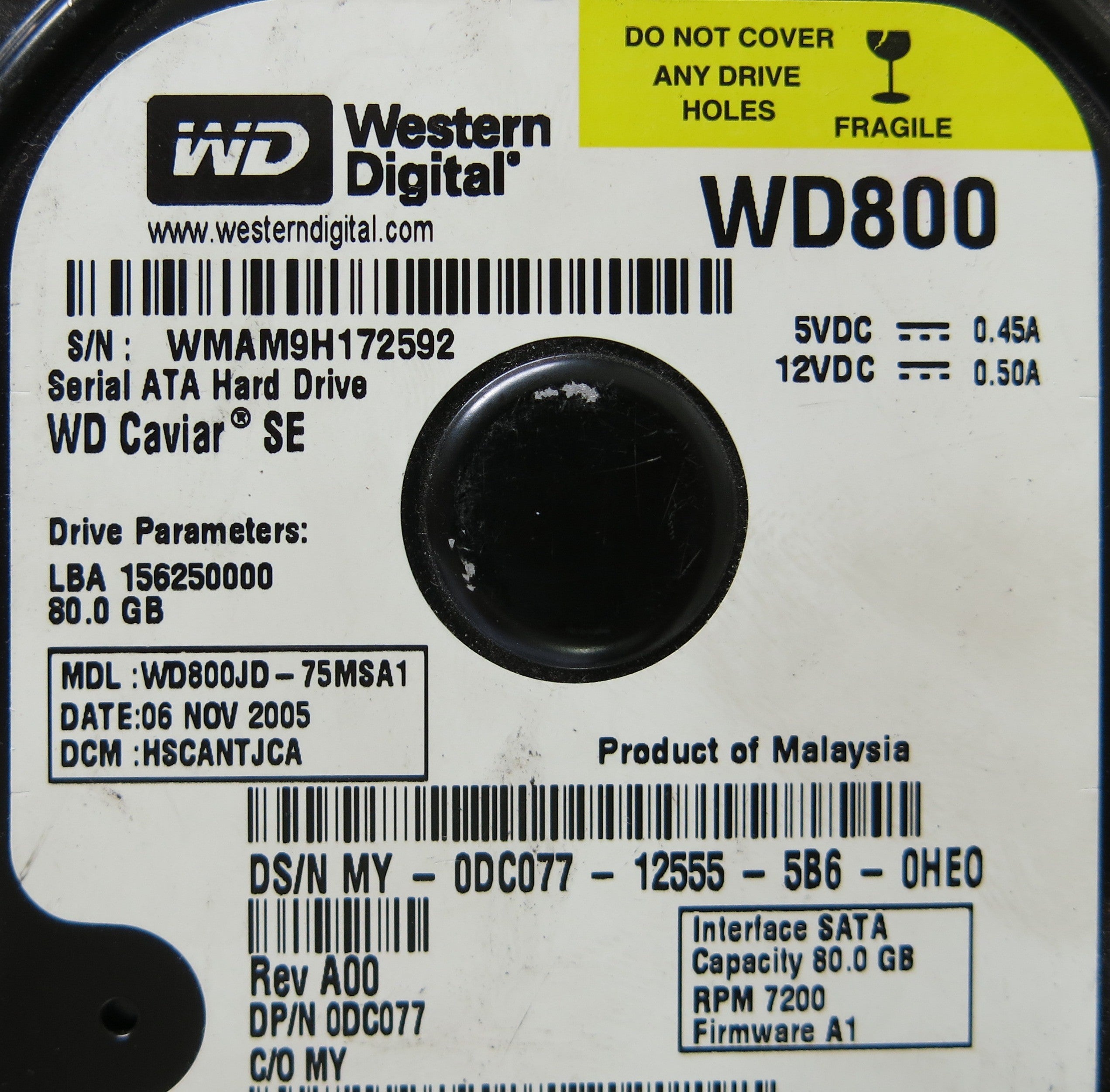 WD800JD-75MSA1 2060-701335-003 REV B PCB