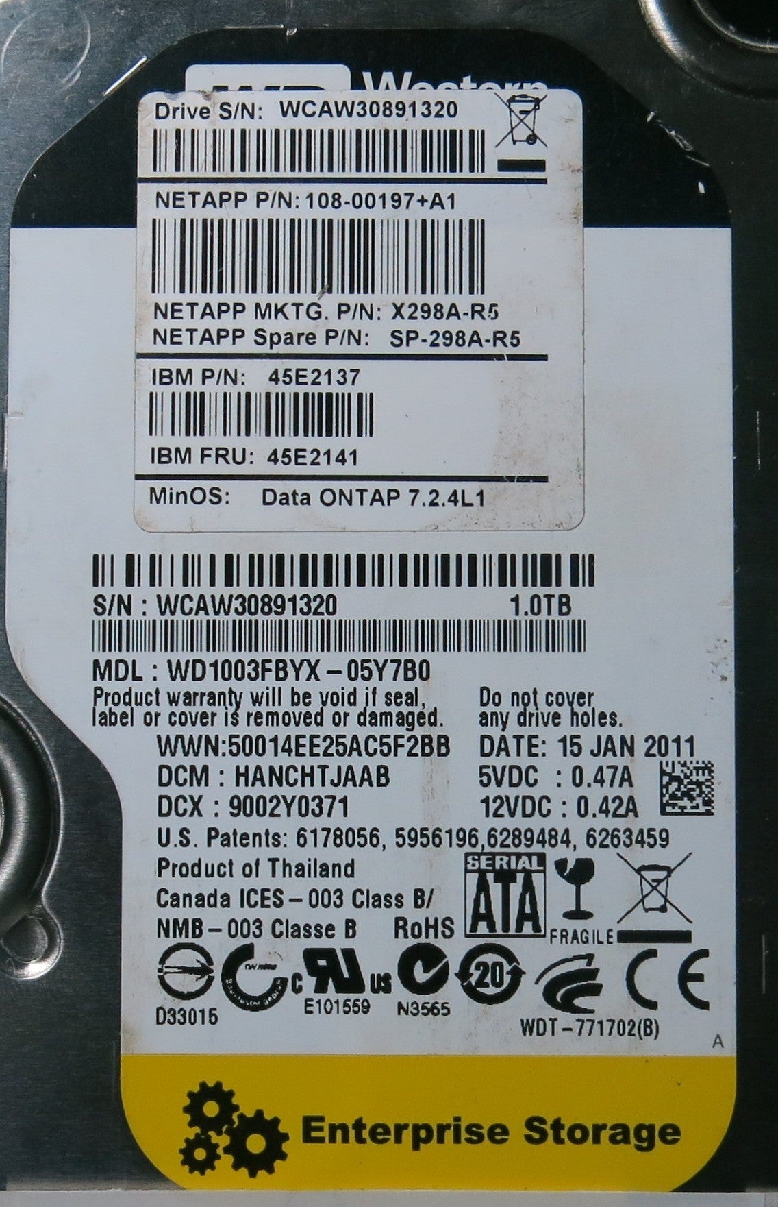 WESTERN DIGITAL WD1003FBYX-05Y7B0,  PCB