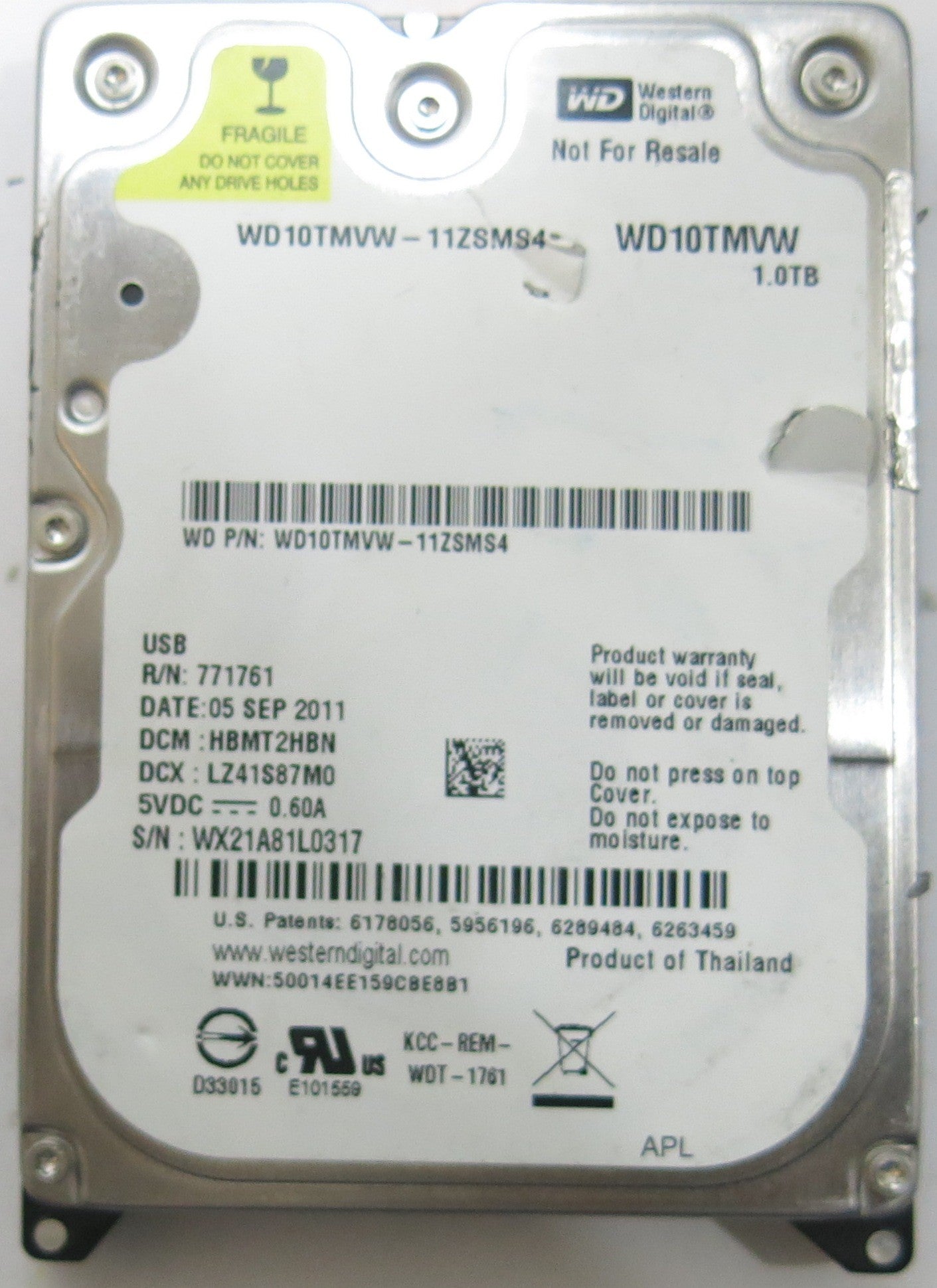 WESTERN DIGITAL WD10TMVW 2060-771761-001 REV P1PCB