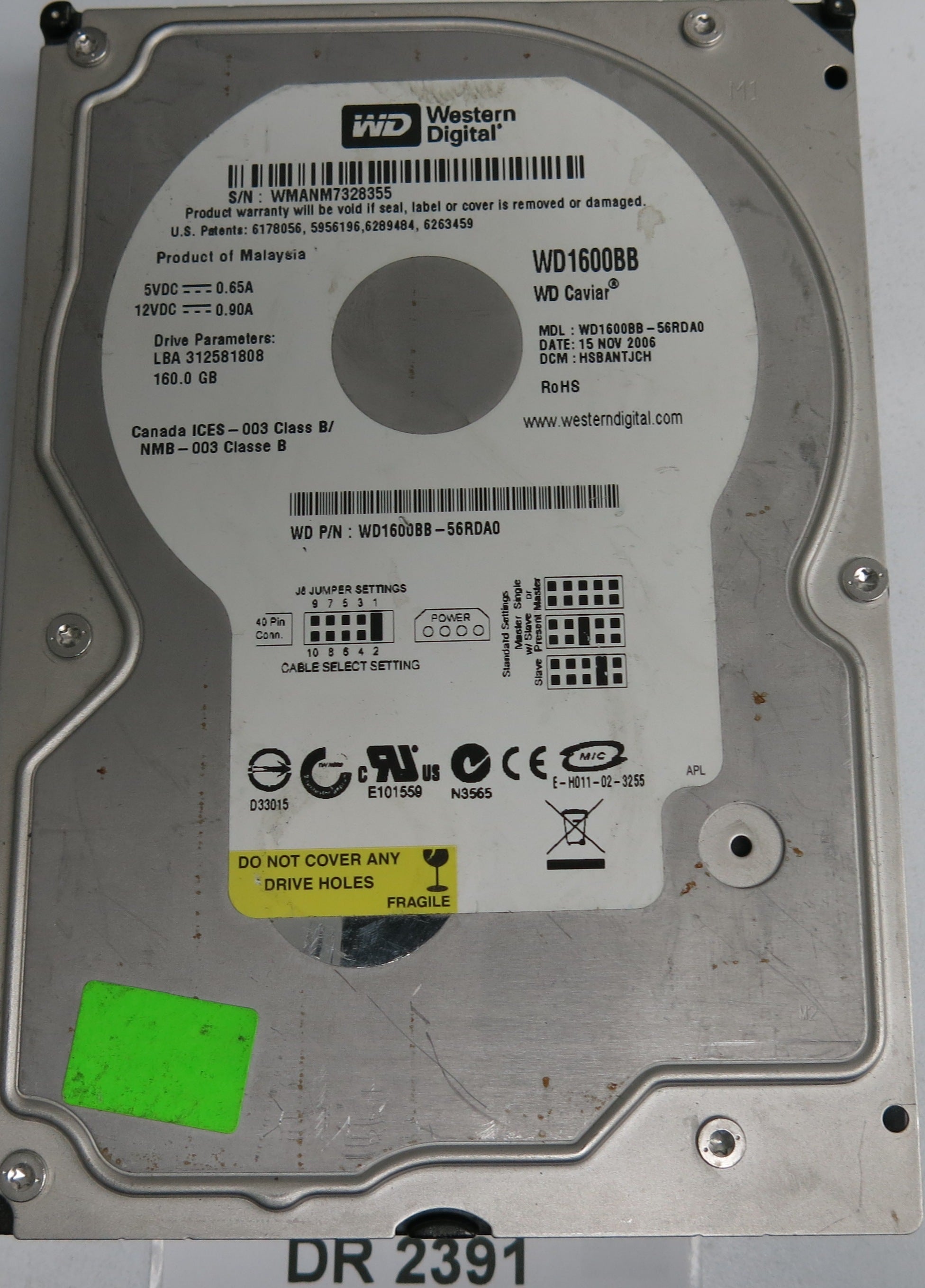 WESTERN DIGITAL WD1600JS-61MHB1 DCM HSCANT2AAN