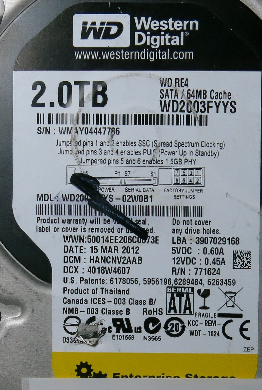 WESTERN DIGITAL WD2003FYYS-02W0B1,  PCB