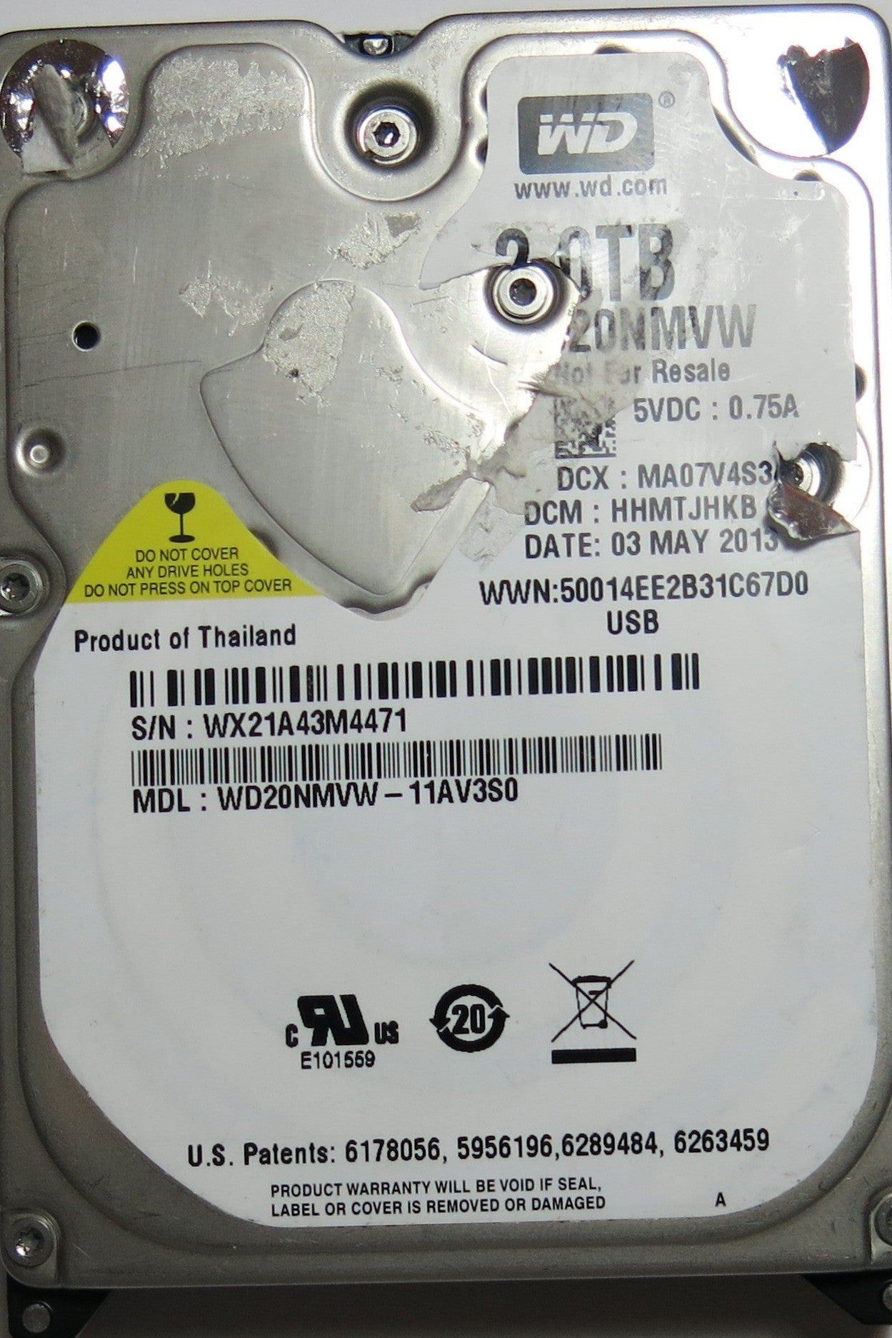 WESTERN DIGITAL WD20NMVW'11AV3S0,  PCB