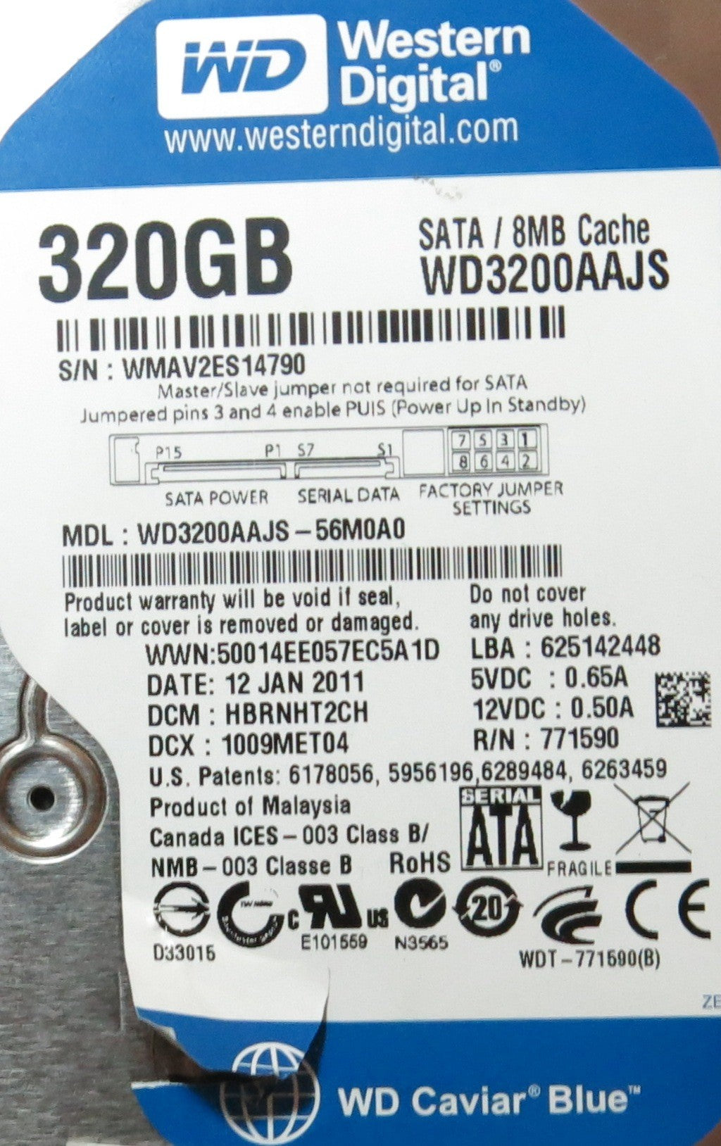 WESTERN DIGITAL WD3200AAJS'56M0A0,  PCB