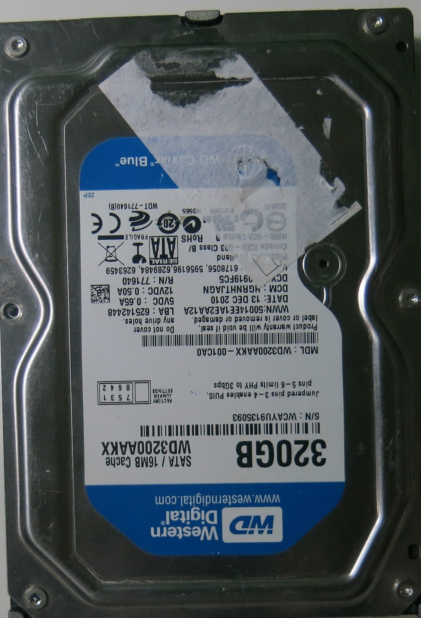 WESTERN DIGITAL WD3200AAKX-001CA0 PCB 2060-771640,  320.GB