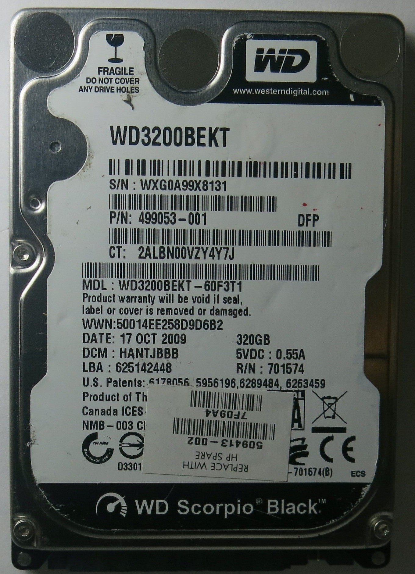 WESTERN DIGITAL WD3200BEKT-60F3T1 DCM HANTJBBB