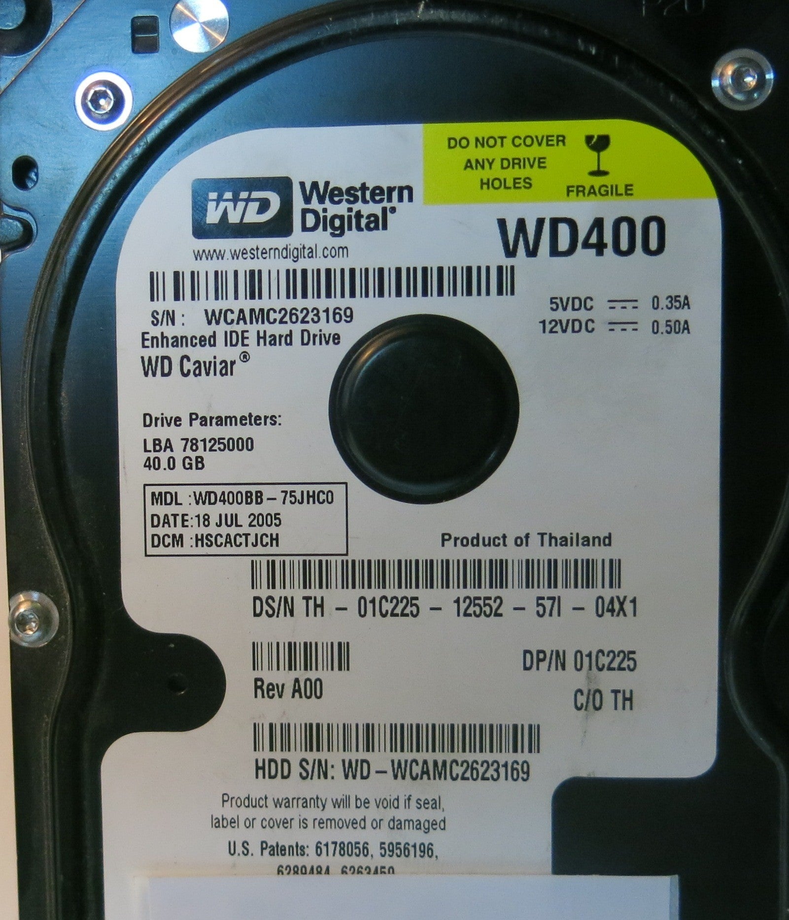 WESTERN DIGITAL WD400BB-75JHC0,  PCB
