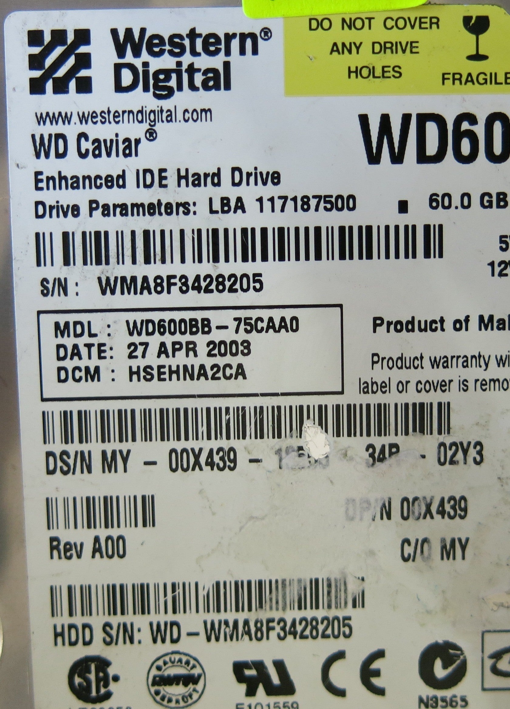 WESTERN DIGITAL  WD600BB-75CAA0  2060-001092-007 REV A PCB
