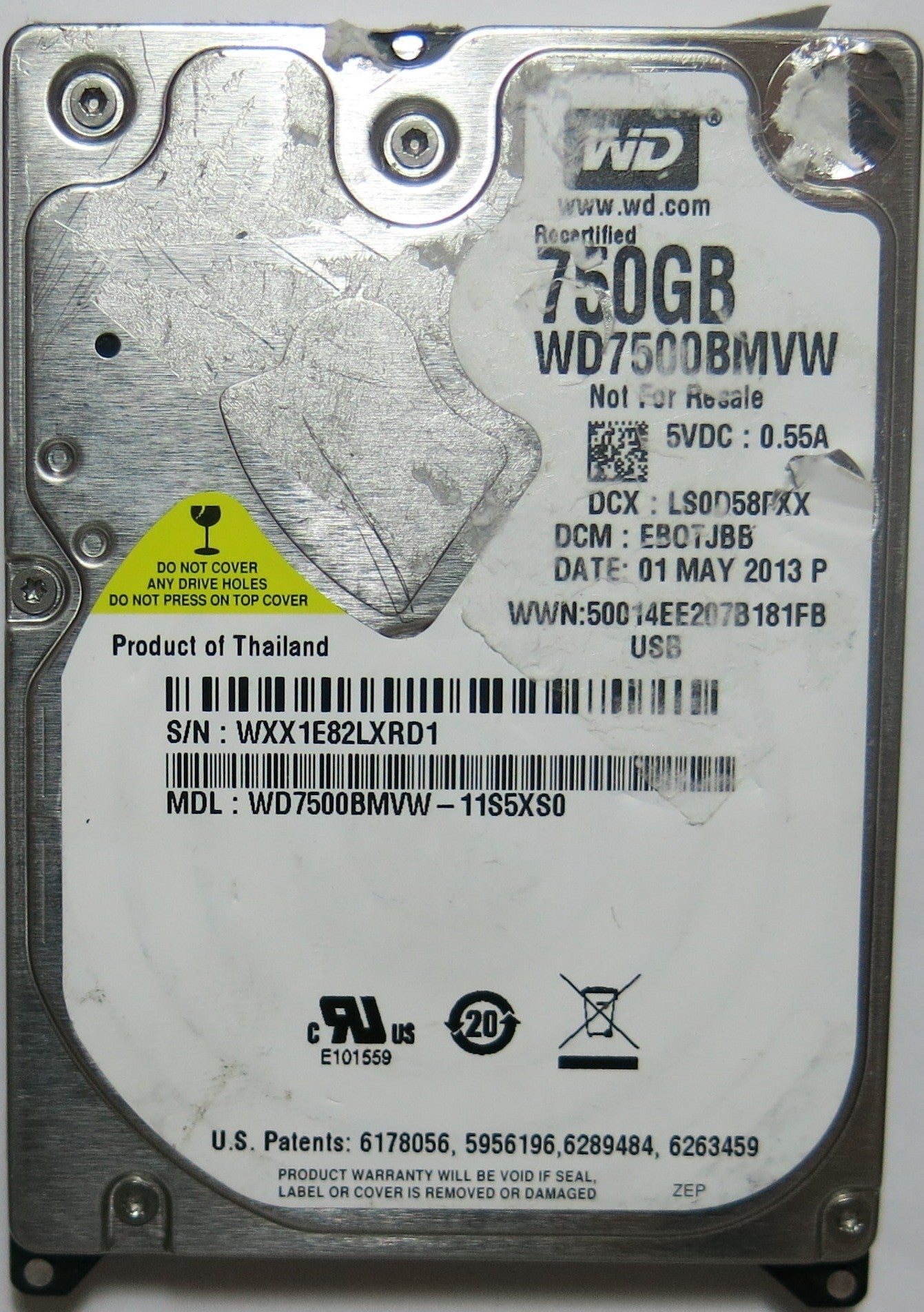 WESTERN DIGITAL WD7500BMVW'11S5XS0,  PCB