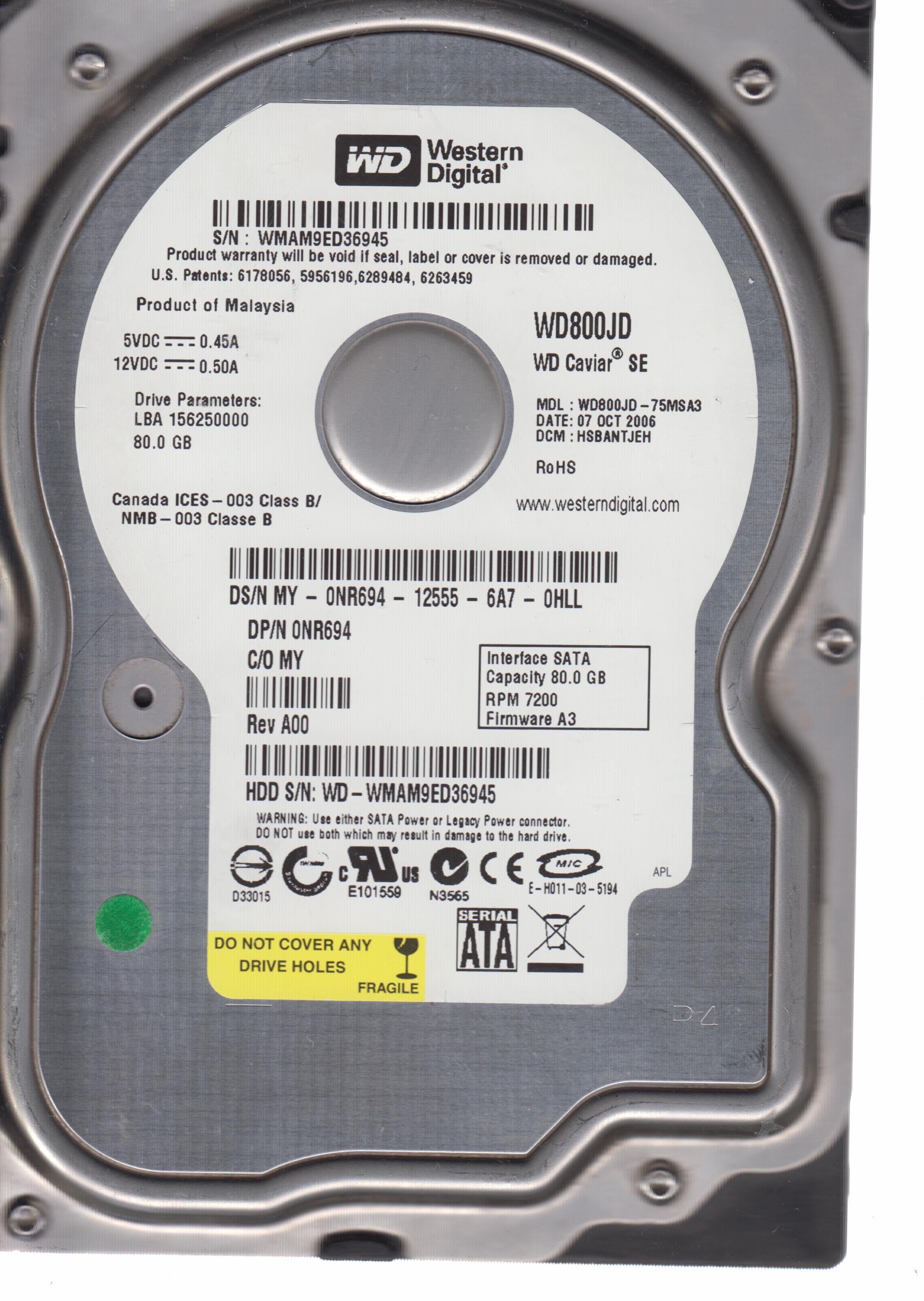 WD800JD-75MSA3, DCM HSBANTJEH 80GB 3.5